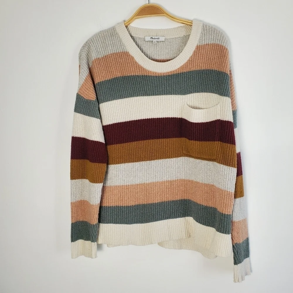 Madewell Thompson cotton blend Striped Multicolor Women's Sweater - Picture 2 of 5
